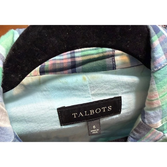 Talbots Madras Plaid Cotton Patchwork Blazer Jacket Womens Size 6 Retro Preppy - Picture 6 of 8